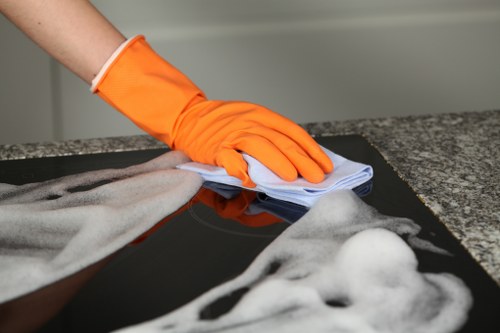 Professional gutter clearing service for a home exterior